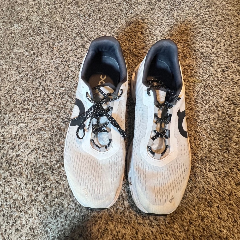 On Cloudmonster Mens Road Running Shoes White Grey Black Helion Size 14
